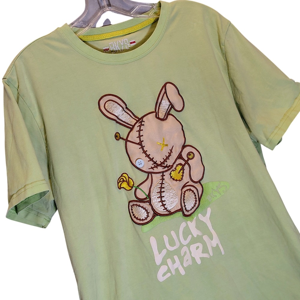 BKYS Mens Lucky Charm Voodoo Bunny Graphic T-Shirt Light‎ Green Medium M